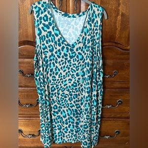 LOGO By Lori Goldstein Teal Green V Neck Tank 3X